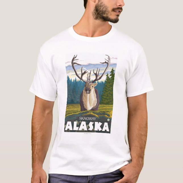 T-shirt Caribou dans le sauvage - Skagway, Alaska (Devant)