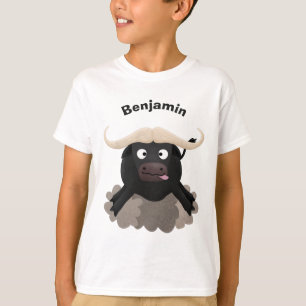 T-shirt Caricature amusante de buffle d'eau courante