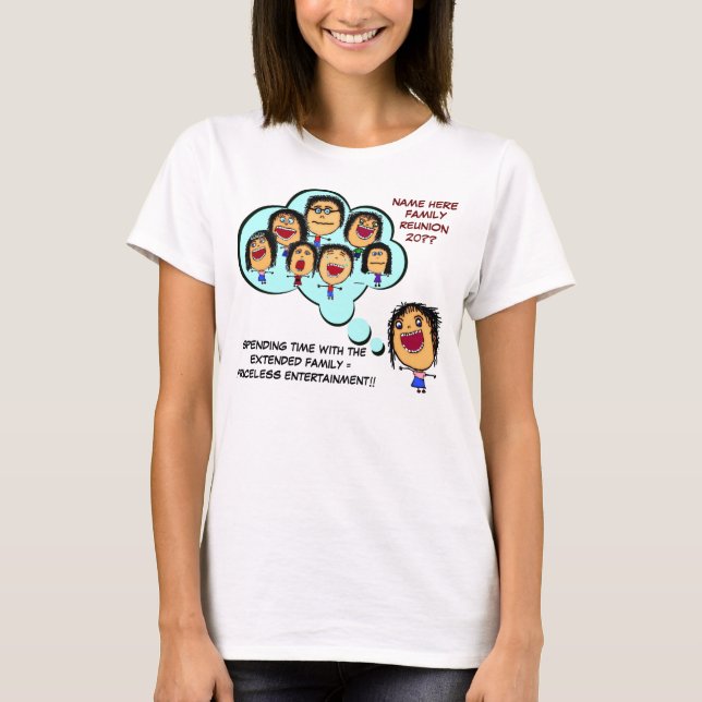 T-shirt Caricature amusante de la Réunion familiale (Devant)