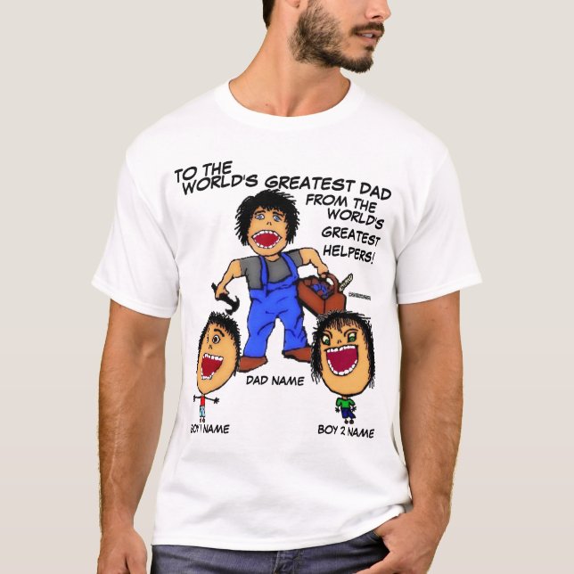 T-shirt Caricature amusante papa et fils (Devant)
