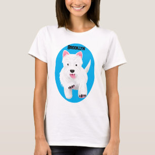 T-shirt Caricature blanche de terrier de l'ouest