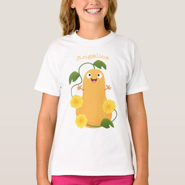 T-shirt Caricature citrouille gourde en beuret joyeux (Devant)