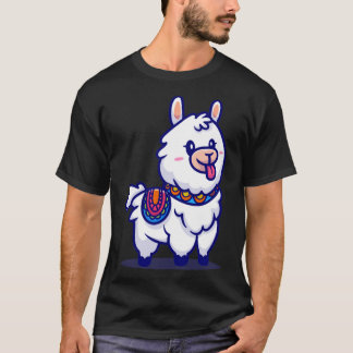 T-shirt Caricature Cute Alpaca Llama