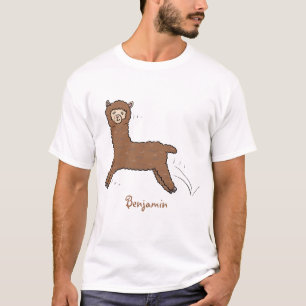 T-shirt Caricature d'alpaga brun joli
