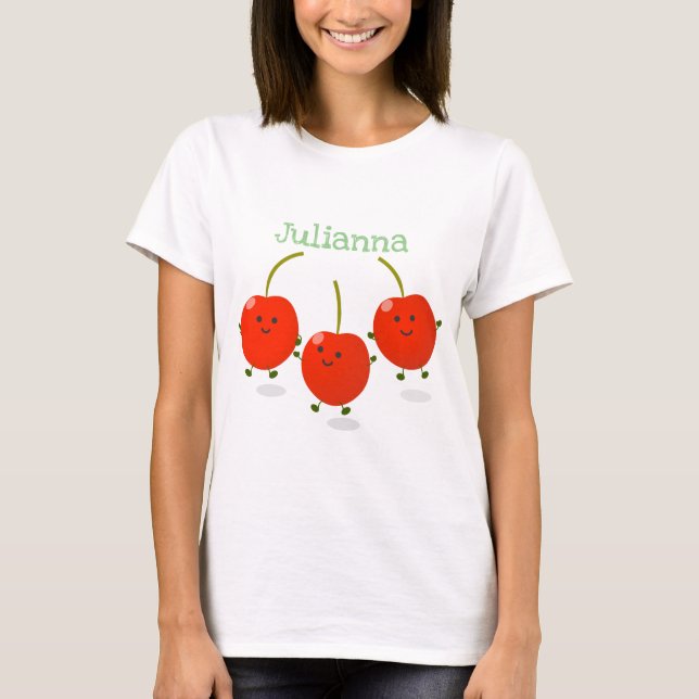 T-shirt Caricature de cerises jolies (Devant)