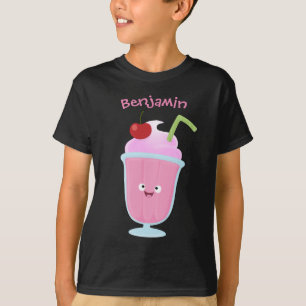 T-shirt Caricature de crème glacée de fraise mignonne