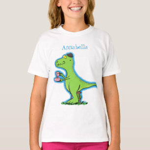 T-shirt Caricature de dinosaure vert t rex