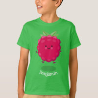 Caricature de framboise très heureuse