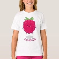 Caricature de framboise très heureuse