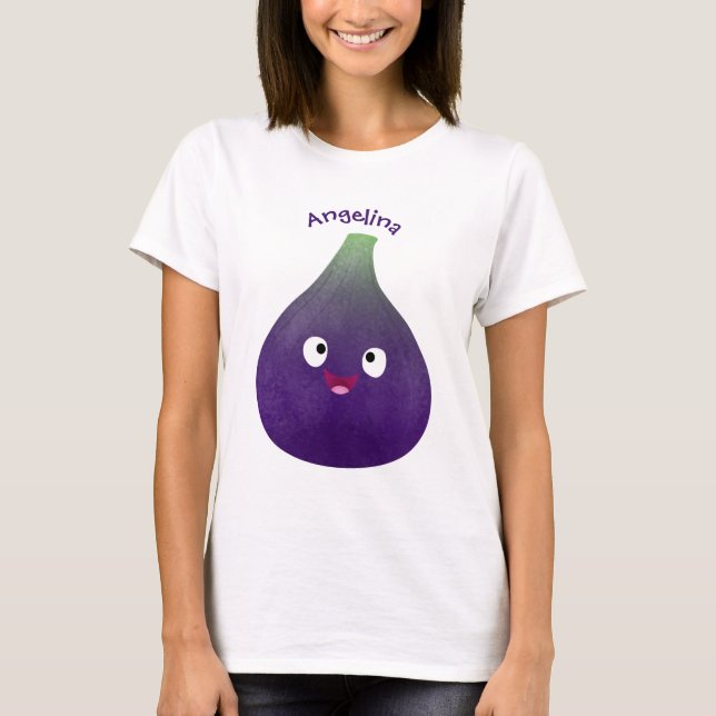 T-shirt Caricature de fruits mauve joyeux aux figues (Devant)