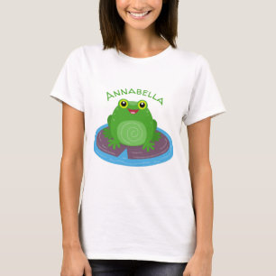 T-shirt Caricature de grenouille verte mignonne