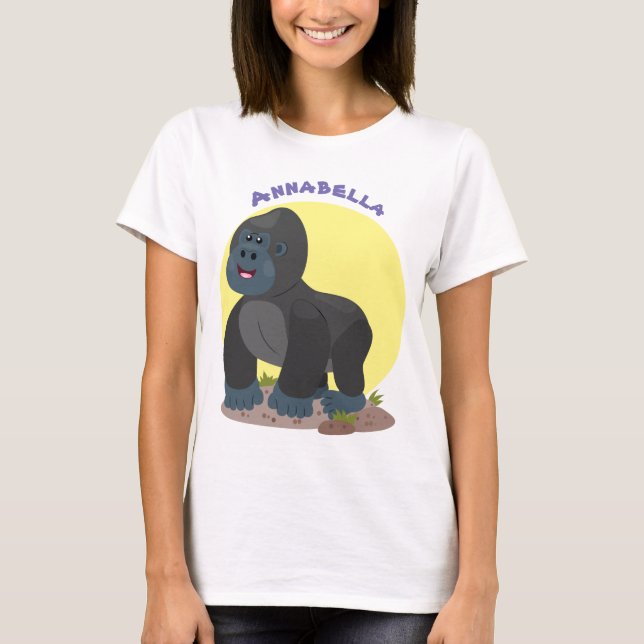 T-shirt Caricature de gros gorilles joyeux (Devant)