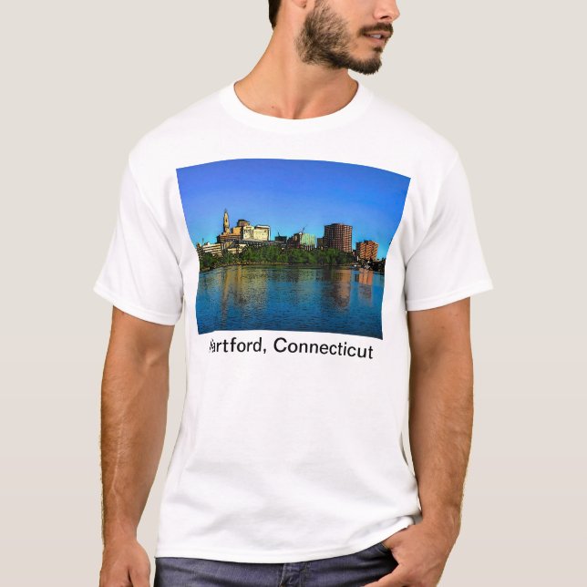 T-shirt Caricature de Hartford Connecticut Skyline (Devant)