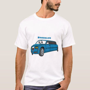 T-shirt Caricature de la Limousine bleu mignonne