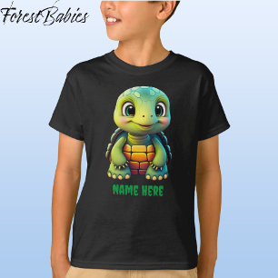 T-shirt Caricature de la tortue de garçon de mignonne
