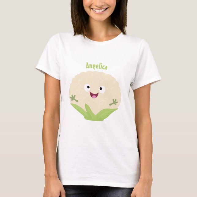 T-shirt Caricature de légume de chou-fleur joyeux (Devant)
