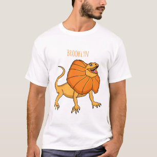 T-shirt Caricature de lézard à col frisé orange