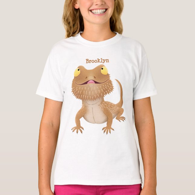 T-shirt Caricature de lézard de dragon à barbe (Devant)