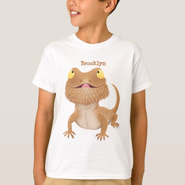 T-shirt Caricature de lézard de dragon à barbe (Devant)
