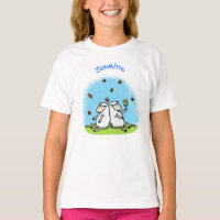 Caricature de moutons mignons amis et papillons