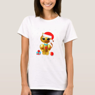 T-shirt Caricature de Noël pour chatte kitty