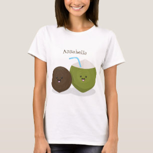 T-shirt Caricature de noix de coco kawaii joyeux