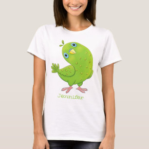 T-shirt Caricature de perruche verte curieuse