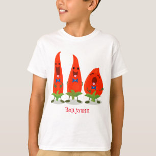 T-shirt Caricature de piments chantants mignons
