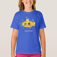 Caricature de poisson sous-marin jaune mignon