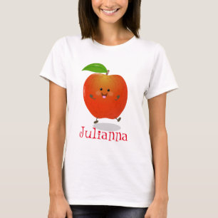 T-shirt Caricature de pomme rouge joyeux