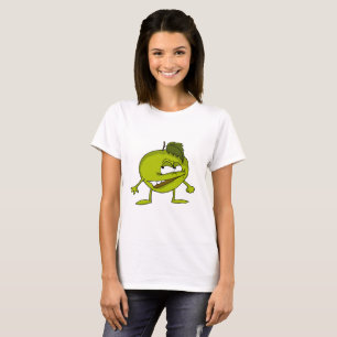 T-shirt Caricature de pomme verte avec un sourire vicieux