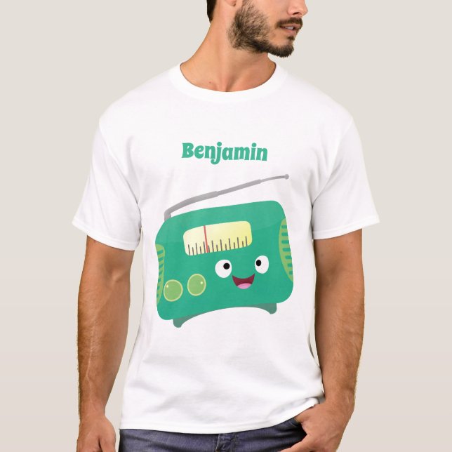 T-shirt Caricature de radio rétro amusante (Devant)