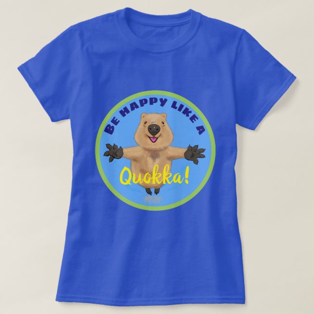 T-shirt Caricature de saut de quokka mignonne et heureuse (Design devant)