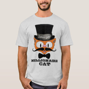 T-shirt Caricature de Señor Gato Millionaire Mustache Cat