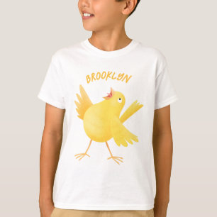 T-shirt Caricature d'oiseau canari jaune chantant mignon