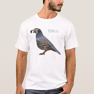 T-shirt Caricature d'oiseau de caille de Californie
