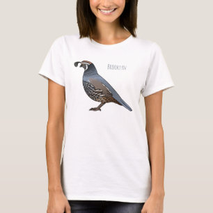 T-shirt Caricature d'oiseau de caille de Californie