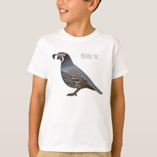 T-shirt Caricature d'oiseau de caille de Californie
