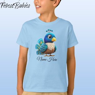 T-shirt Caricature d'oiseau Peacock de mignonne Whimsical