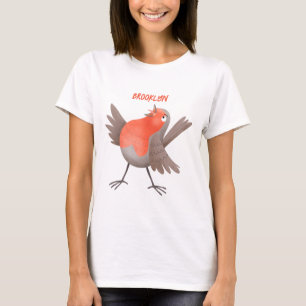 T-shirt Caricature d'oiseau rouge chantant mignon