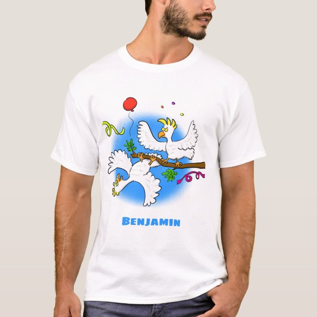 T-shirt Caricature d'oiseaux de cockatoo amusante (Devant)