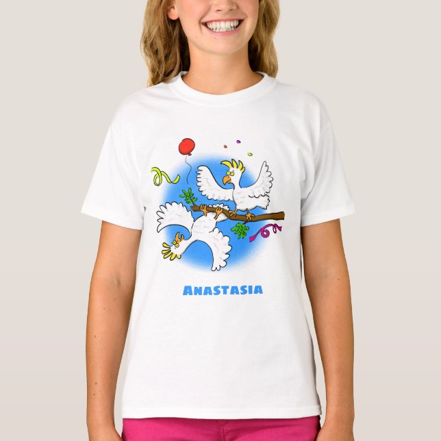T-shirt Caricature d'oiseaux de cockatoo amusante (Devant)