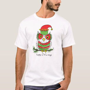 T-shirt Caricature drôle de Noël de hibou