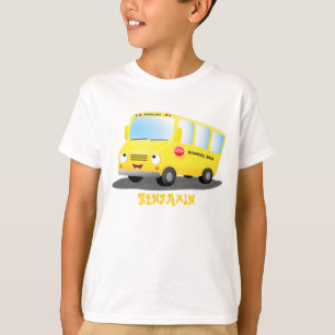 T-shirt Caricature du bus scolaire jaune joyeux