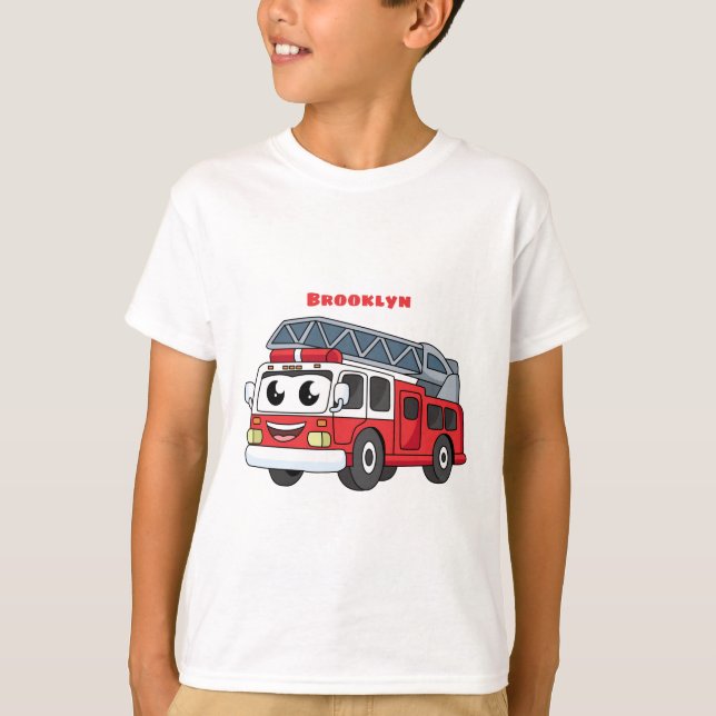 T-shirt Caricature du moteur de feu joyeux (Devant)