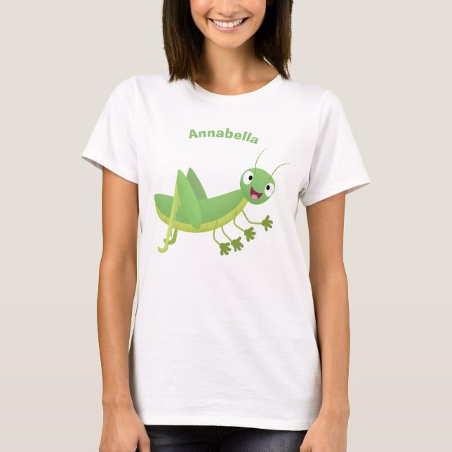 T-shirt Caricature d'une pâtisserie joyeux verte (Devant)