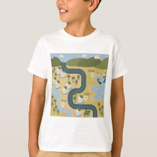 T-shirt Caricature élégante paysage carte de voyage