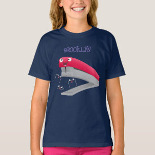 T-shirt Caricature en agrafeuse rouge pâle