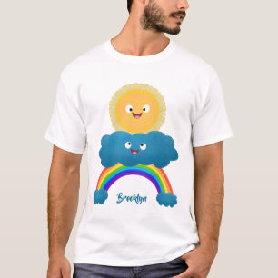 T-shirt Caricature en arc-en-ciel du joyeux nuage de solei