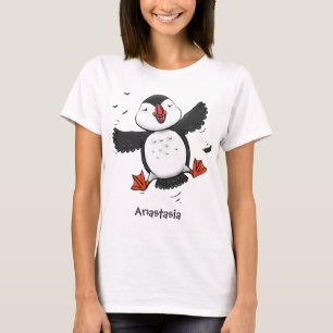 T-shirt Caricature en bleu bouffin joyeux